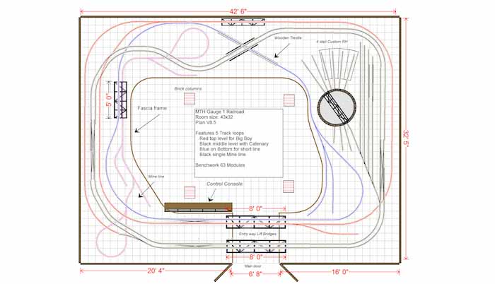 Large Indoor MTH Railroad Track Plan